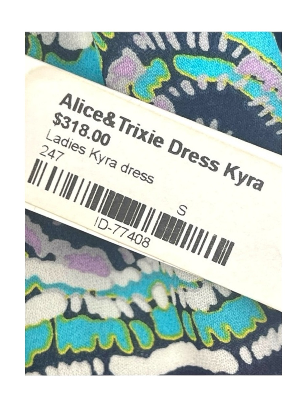 new Alice & Trixie ᪣ Kyra Print Silk Cold Shoulder Dress ᪣ Vibrant Gem Print ᪣ S - Picture 8 of 16